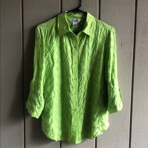 Allison Taylor Lime Green Blouse 100% Silk
